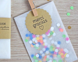 Sachet avec confettis pour sortie de cérémonie laïque