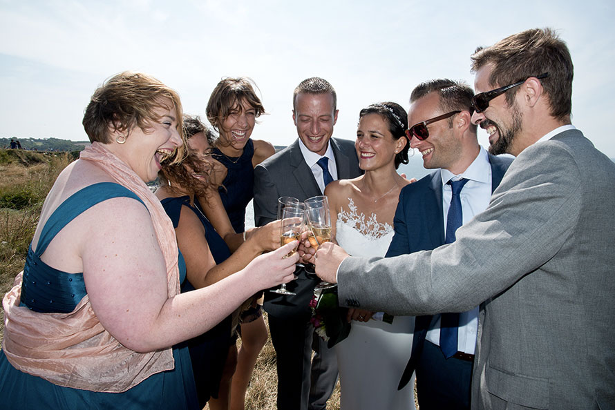 Photos des mariés avec leurs témoins (Marine et Cédric)